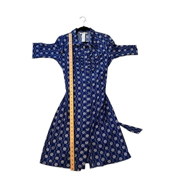 Laundry by Design Shirt Dress Women's 12 Bali Blue Printed Half Sleeve Belted - Picture 5 of 5